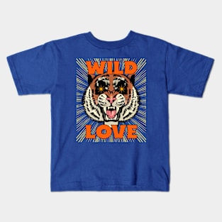 Wild Love Tiger Tigers Laser eyes Tiger Face Kids T-Shirt